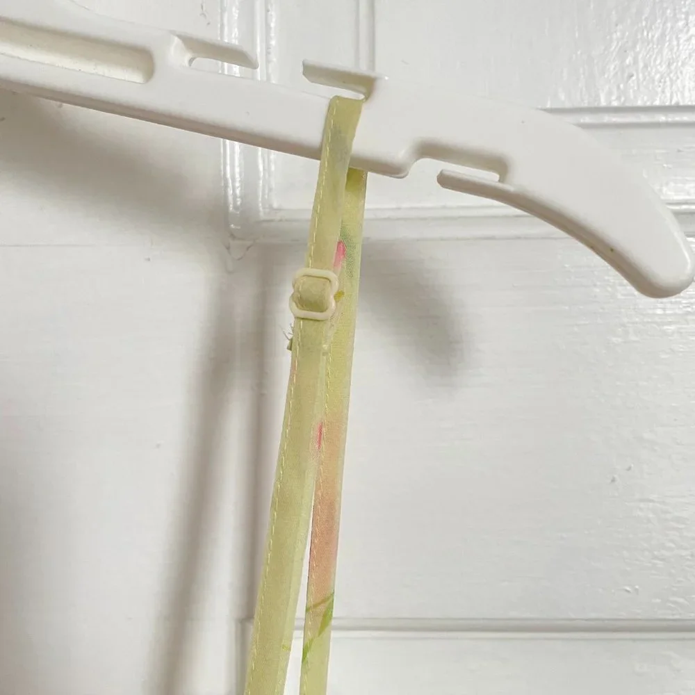 Vintage Victoria’s Secret Floral Pale Yellow Pink Blue Nightie Top Tie Front M - Picture 7 of 8